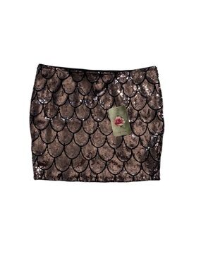Lily Rose Rose Gold Scalloped Sequin Mini Skirt